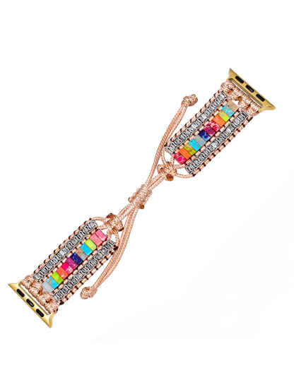 3-Link Bohemian Rectangle Natural Stone Handwoven Band