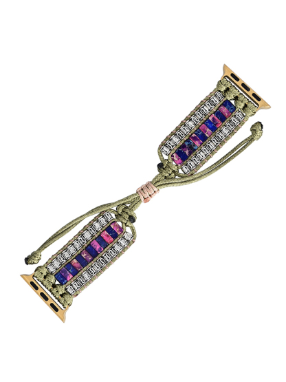 3-Link Bohemian Rectangle Natural Stone Handwoven Band