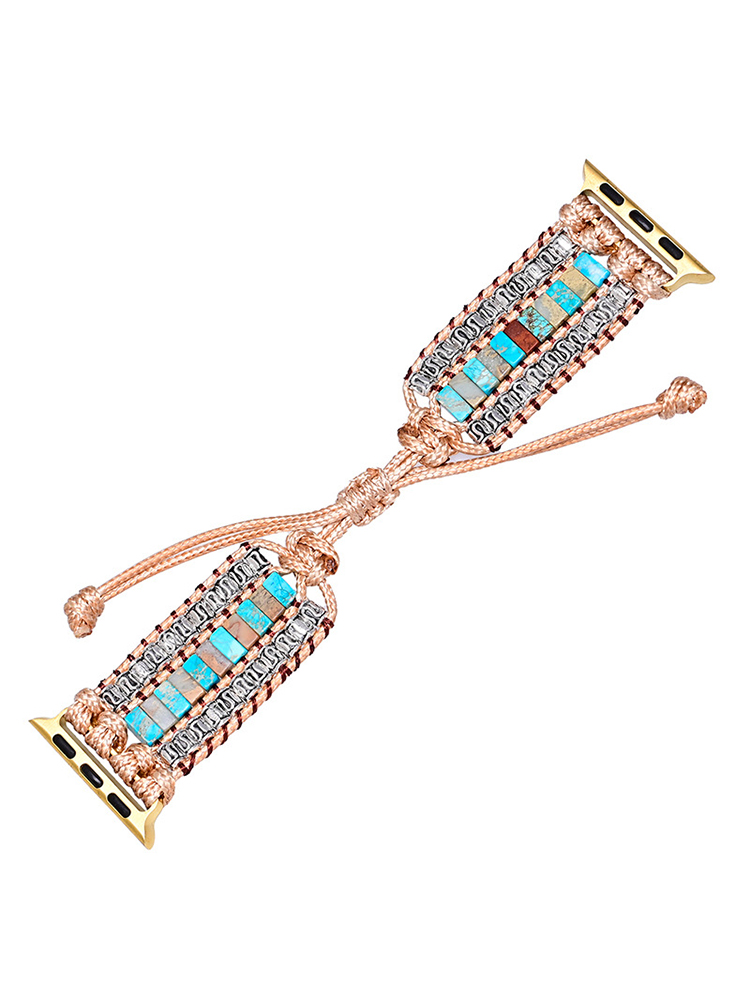 3-Link Bohemian Rectangle Natural Stone Handwoven Band