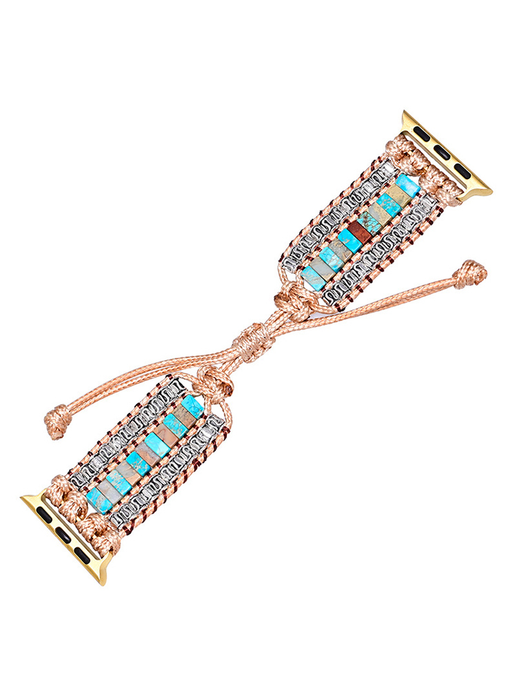 3-Link Bohemian Rectangle Natural Stone Handwoven Band