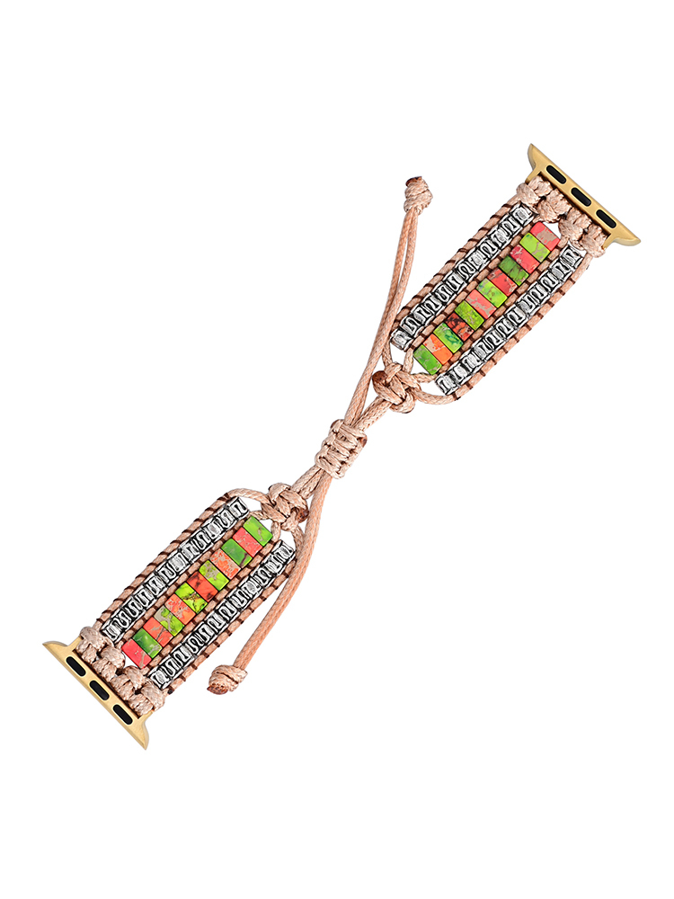 3-Link Bohemian Rectangle Natural Stone Handwoven Band