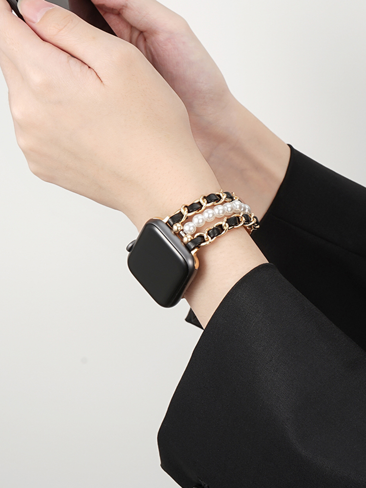 Pearl Chain Design 3-Chain Stainless Steel Band