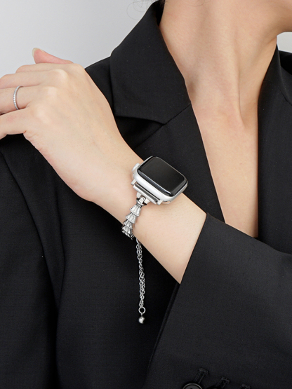 Full Diamond Scallop Bracelet Stainless Steel Band