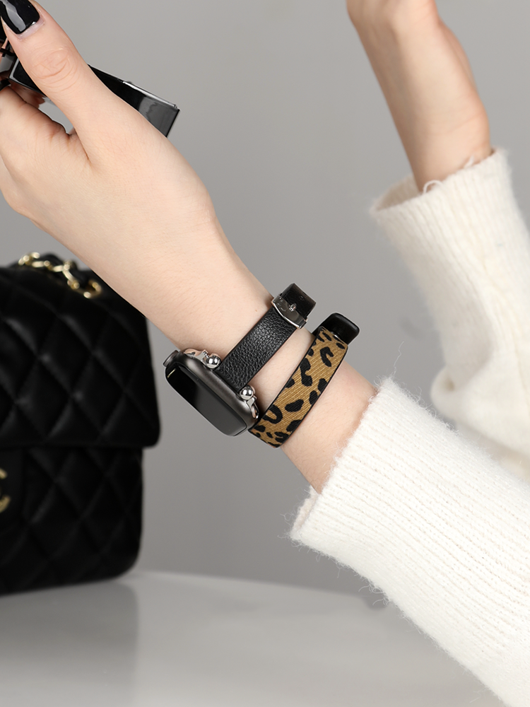 Animal-patterned Leather Band with Wristband for Apple Watch