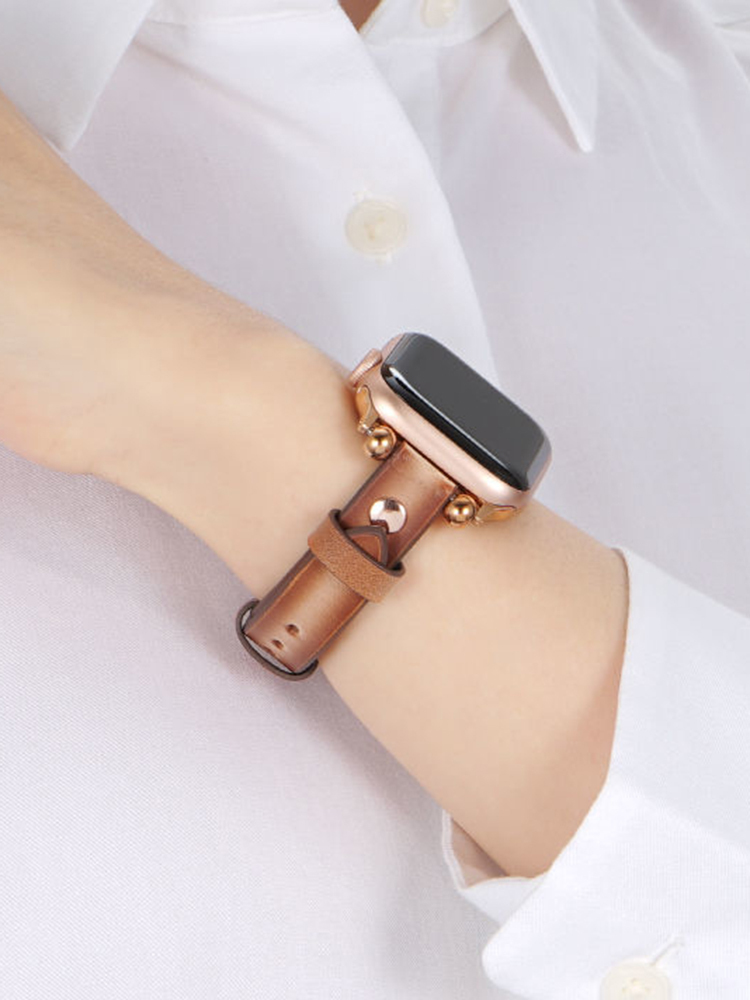 Slim Round Studs Leather Band for Apple Watch