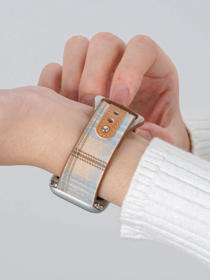 Plaid Nylon Leather Band for Apple Watch