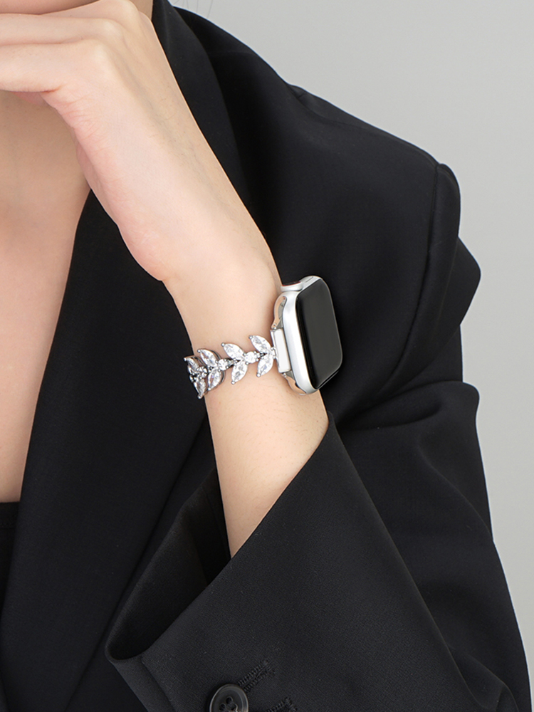 Whale Tail Rhinestone Inlay Stainless Steel Band for Apple Watch