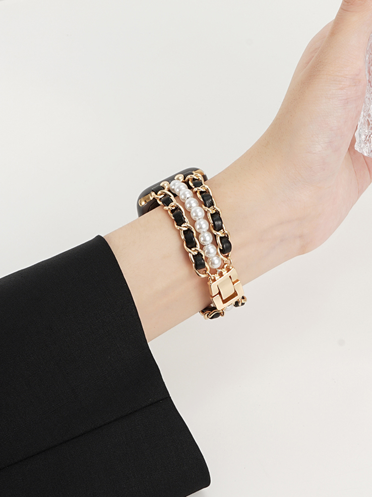 Pearl Chain Design 3-Chain Stainless Steel Band