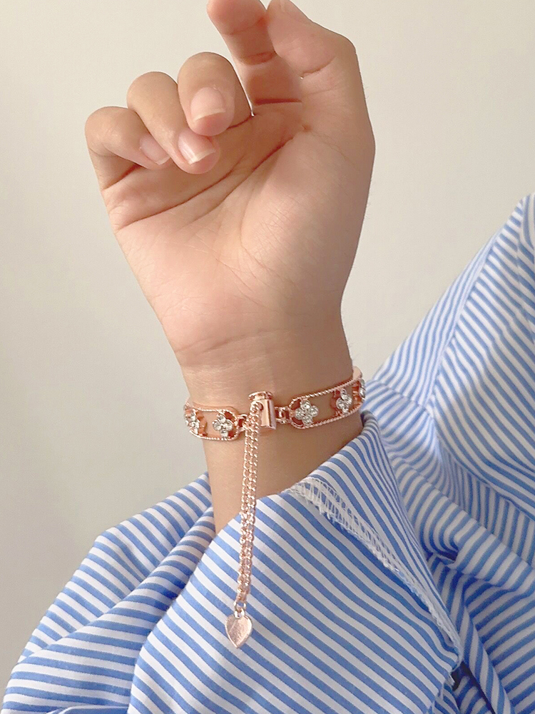 Four Leaf Clover Hollow Bracelet Stainless Steel Band