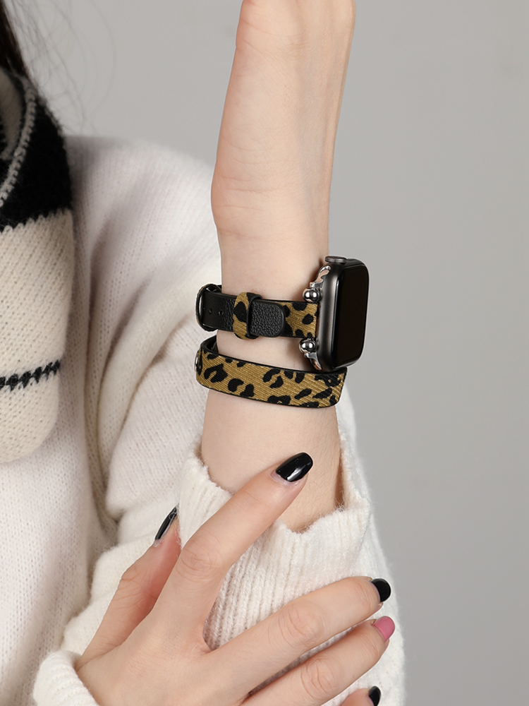 Animal-patterned Leather Band with Wristband for Apple Watch