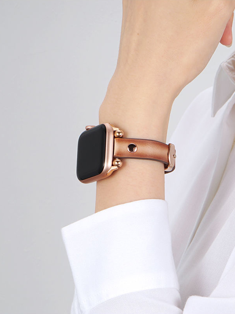 Slim Round Studs Leather Band for Apple Watch