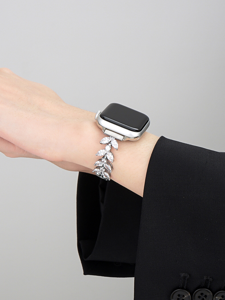 Whale Tail Rhinestone Inlay Stainless Steel Band for Apple Watch