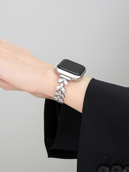 Whale Tail Rhinestone Inlay Stainless Steel Band for Apple Watch