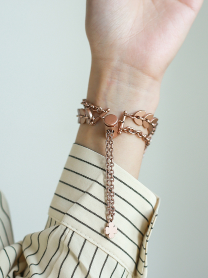 Wheat Spike Chain with Zircon Inlaid Stainless Steel Band