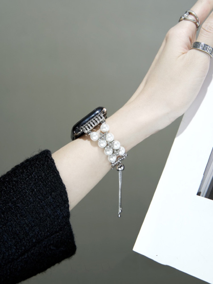 Double-row Chain Pearl Agate Watch Band