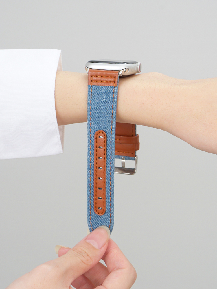 Denim with Leather Band for Apple Watch