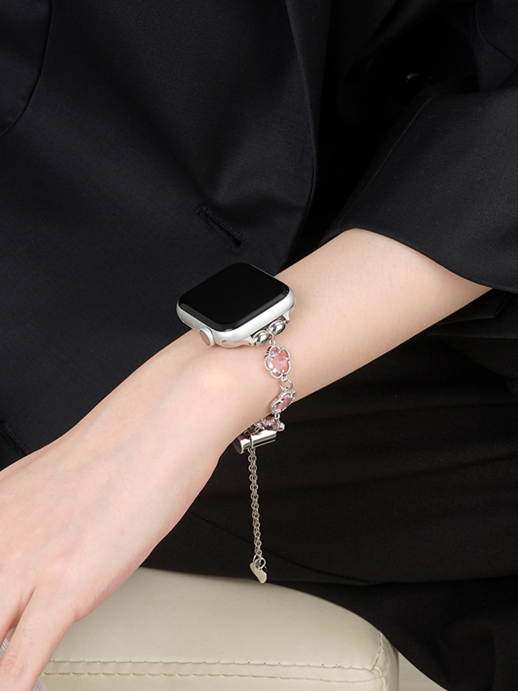 Five Petal Flower Nature Stone Stainless Steel Band