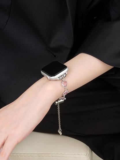 Five Petal Flower Nature Stone Stainless Steel Band