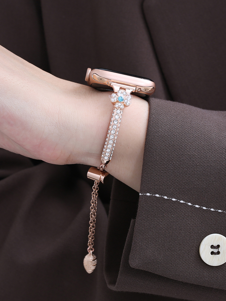 Four-leaf Clover Full Diamond Bracelet Stainless Steel Band