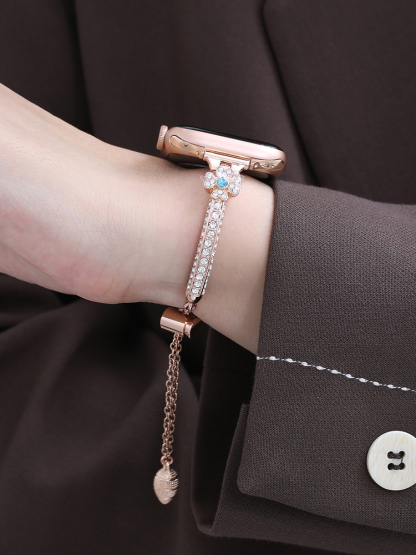 Four-leaf Clover Full Diamond Bracelet Stainless Steel Band