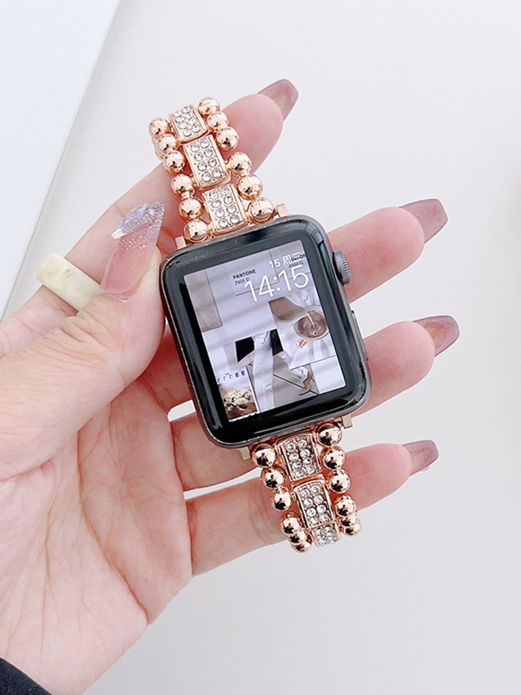 Double Row Ball 3-link Rhinestone Stainless Steel Band