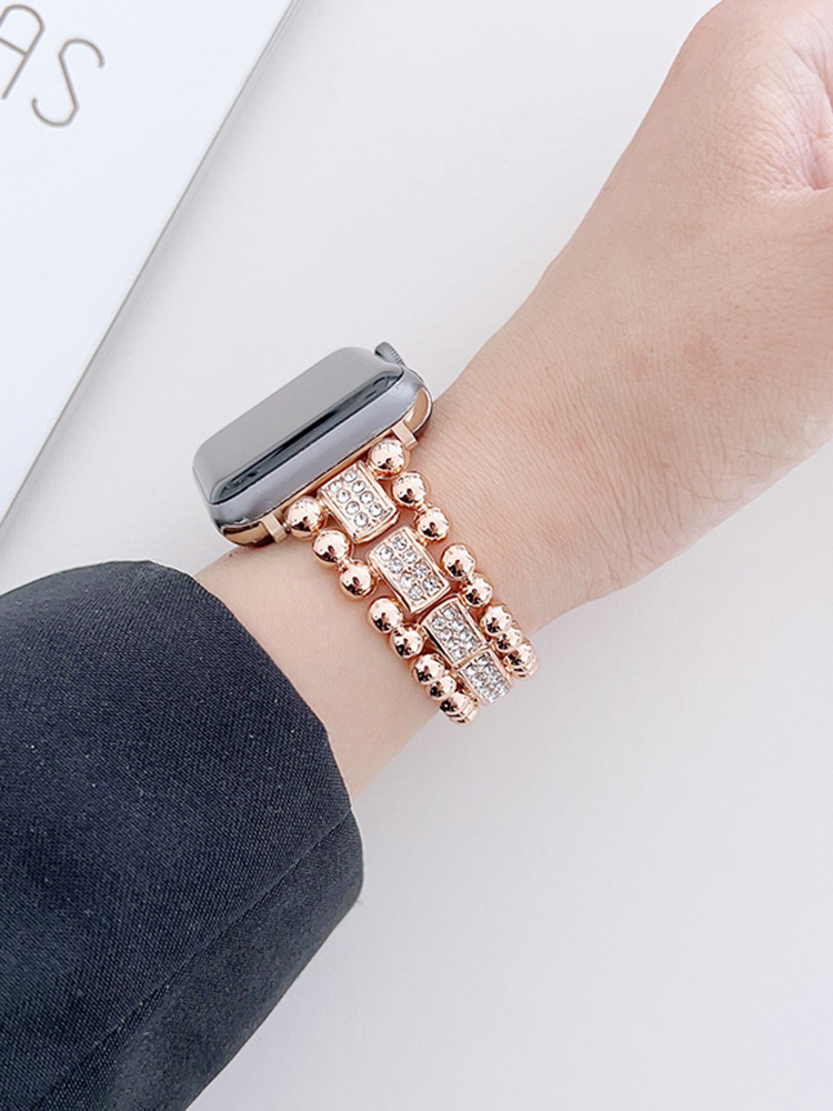 Double Row Ball 3-link Rhinestone Stainless Steel Band