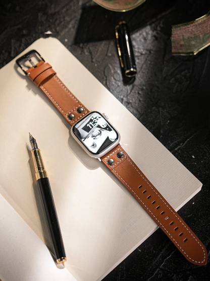 Double-buttoned Decorative Leather Band for Apple Watch