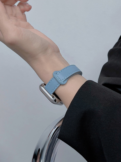 Double Stud Buckle Slim Leather Band for Apple Watch