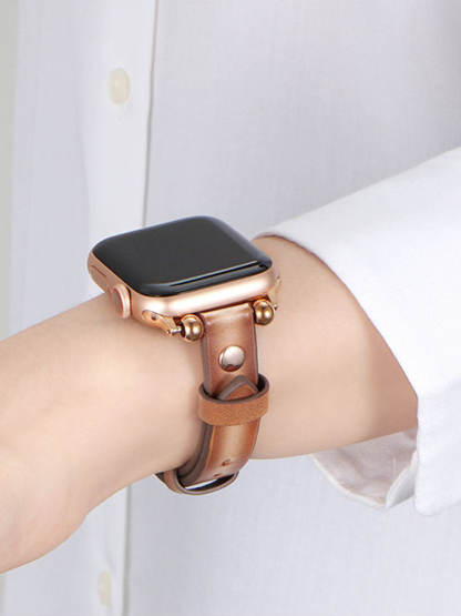 Slim Round Studs Leather Band for Apple Watch