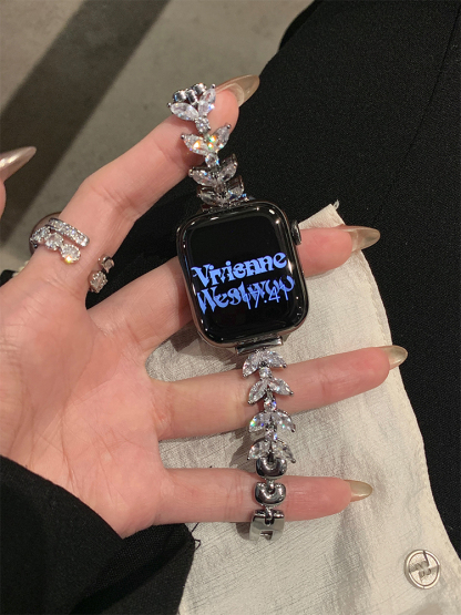 Whale Tail Rhinestone Inlay Stainless Steel Band for Apple Watch