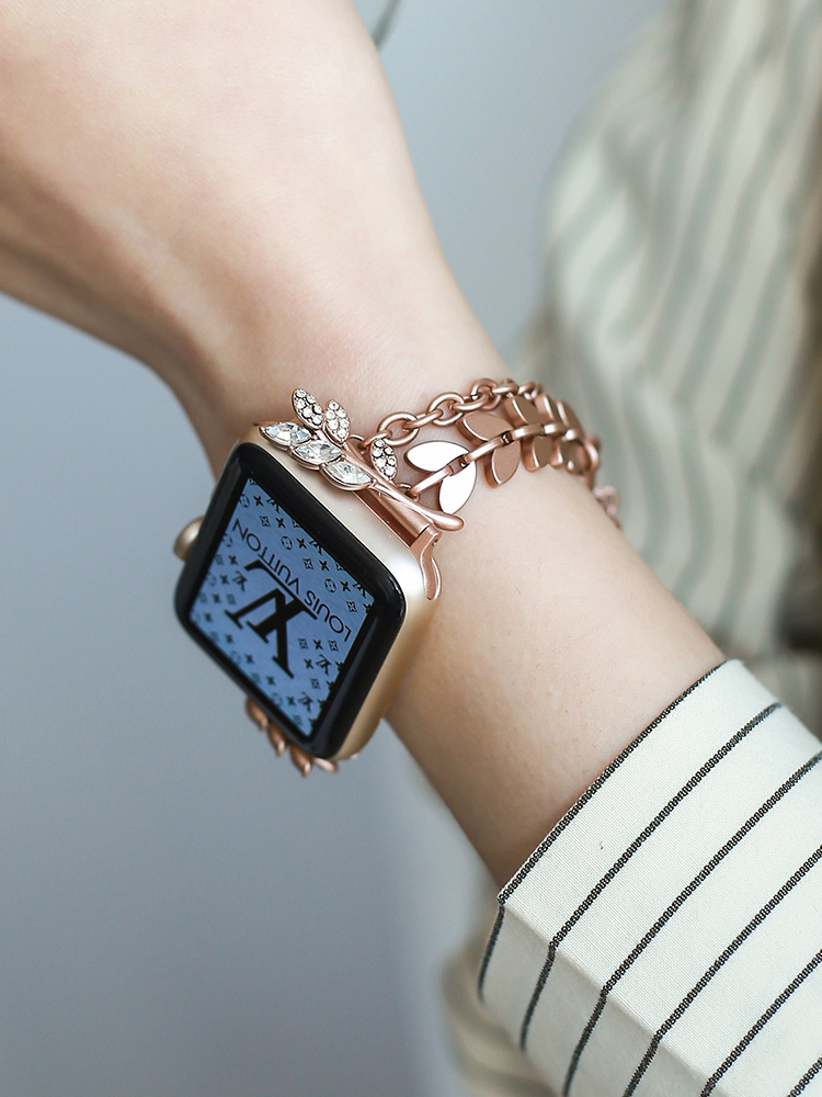 Wheat Spike Chain with Zircon Inlaid Stainless Steel Band