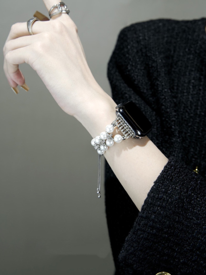 Double-row Chain Pearl Agate Watch Band