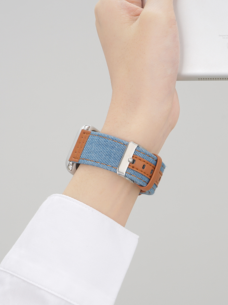 Denim with Leather Band for Apple Watch