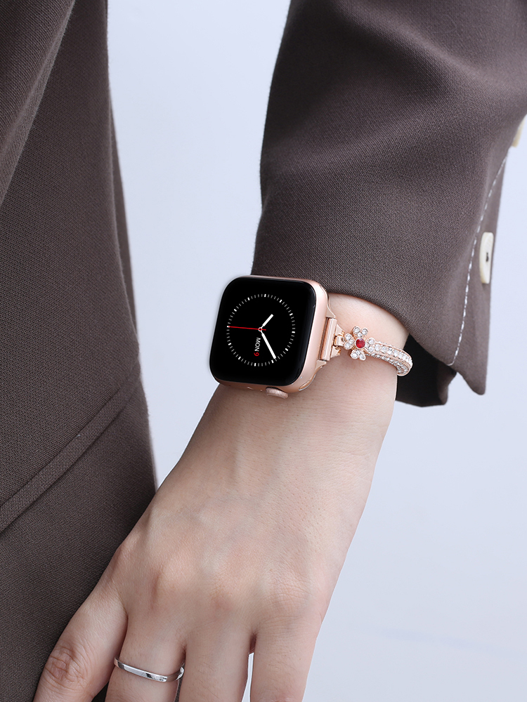 Four-leaf Clover Full Diamond Bracelet Stainless Steel Band