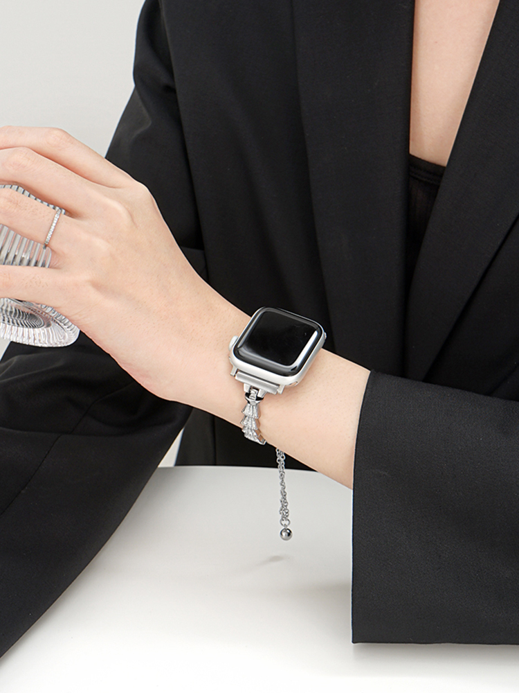 Full Diamond Scallop Bracelet Stainless Steel Band