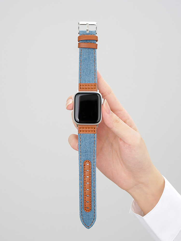 Denim with Leather Band for Apple Watch