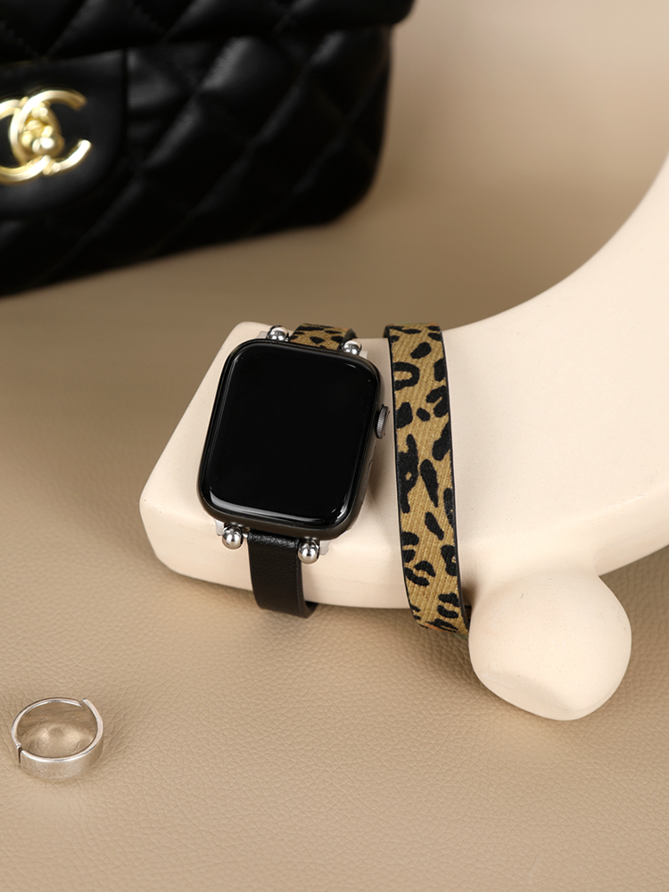 Animal-patterned Leather Band with Wristband for Apple Watch