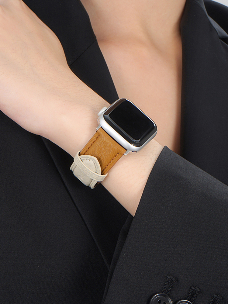 Two Colors Up and Down Leather Band for Apple Watch