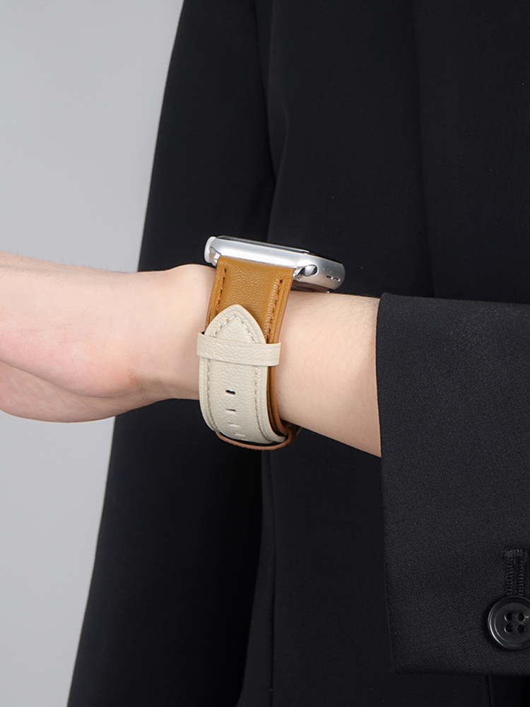 Two Colors Up and Down Leather Band for Apple Watch