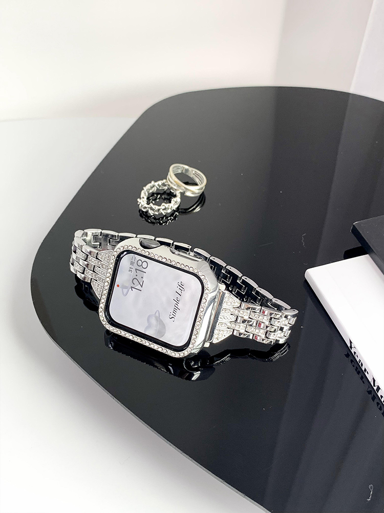 Double Row Rhinestone 5-link Stainless Steel Band