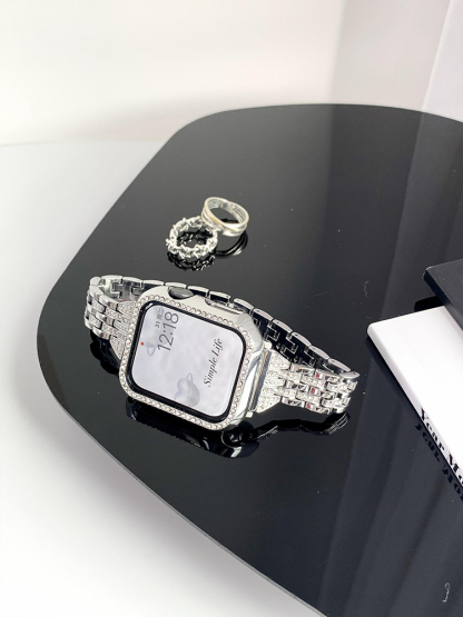 Double Row Rhinestone 5-link Stainless Steel Band