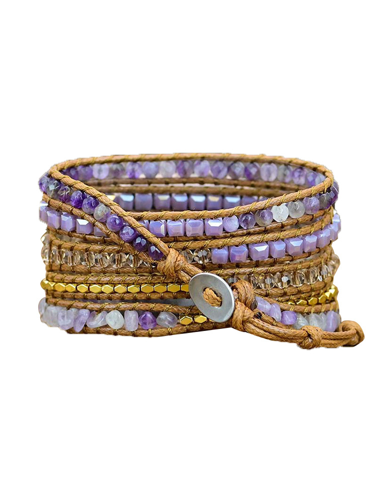 5-loop Bohemian Natural Stone Pig Nose Buckle Handwoven Band