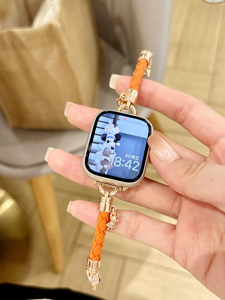 Cylindrical Plaid Woven Leather Band