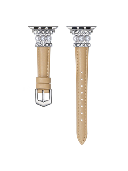 Pearl Buckle with Leather Band for Apple Watch