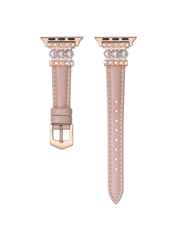Pearl Buckle with Leather Band for Apple Watch