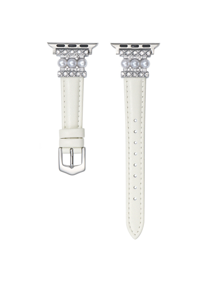 Pearl Buckle with Leather Band for Apple Watch