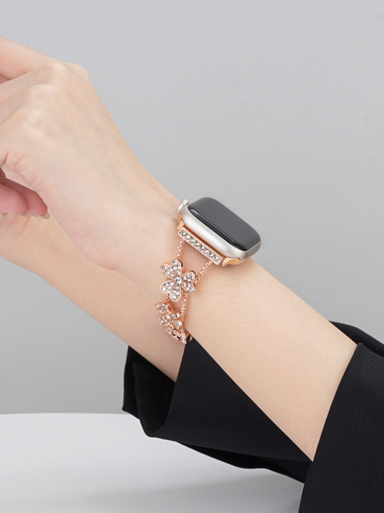 Full of Rhinestone Clover Stainless Steel Band for Apple Watch