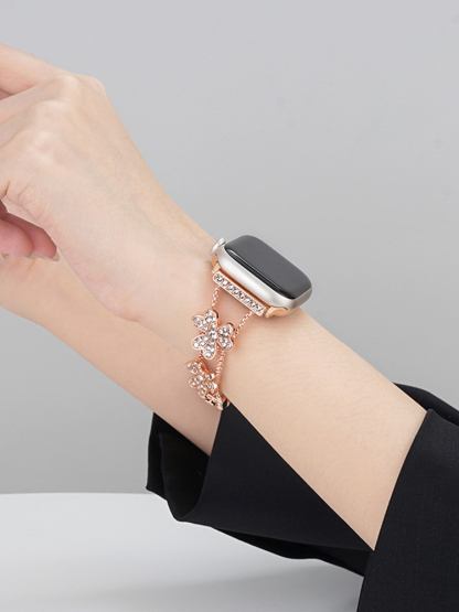 Full of Rhinestone Clover Stainless Steel Band for Apple Watch