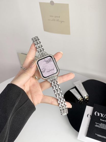 Double Row Rhinestone 5-link Stainless Steel Band