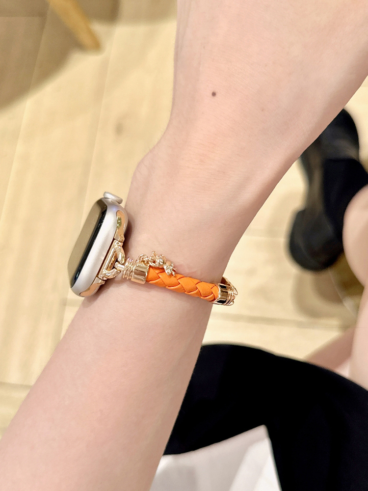 Cylindrical Plaid Woven Leather Band